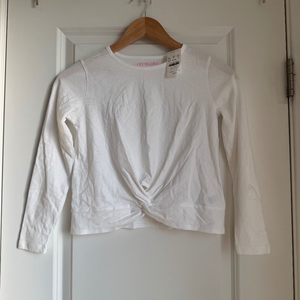 NWT J Crew Factory Crewcuts Girls' Long Sleeve Twist Front Tee Size  M (8-9)